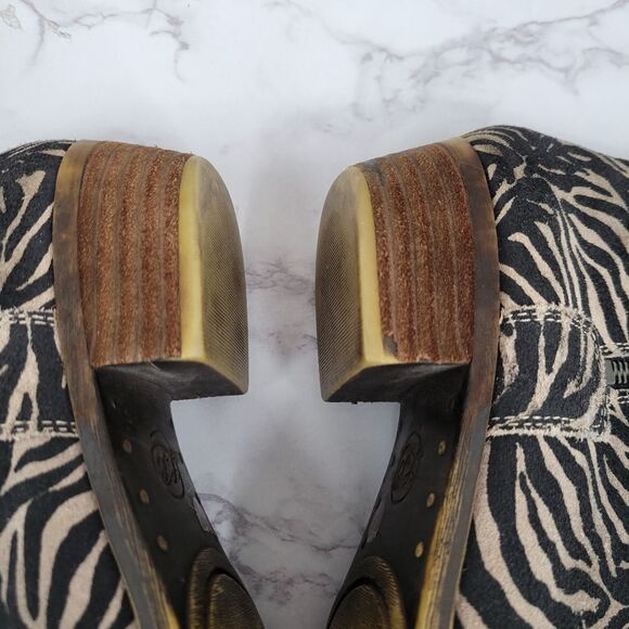 Lucky Brand Leather Zebra Animal Print Booties Women's Size 7.5 - Picture 8 of 15